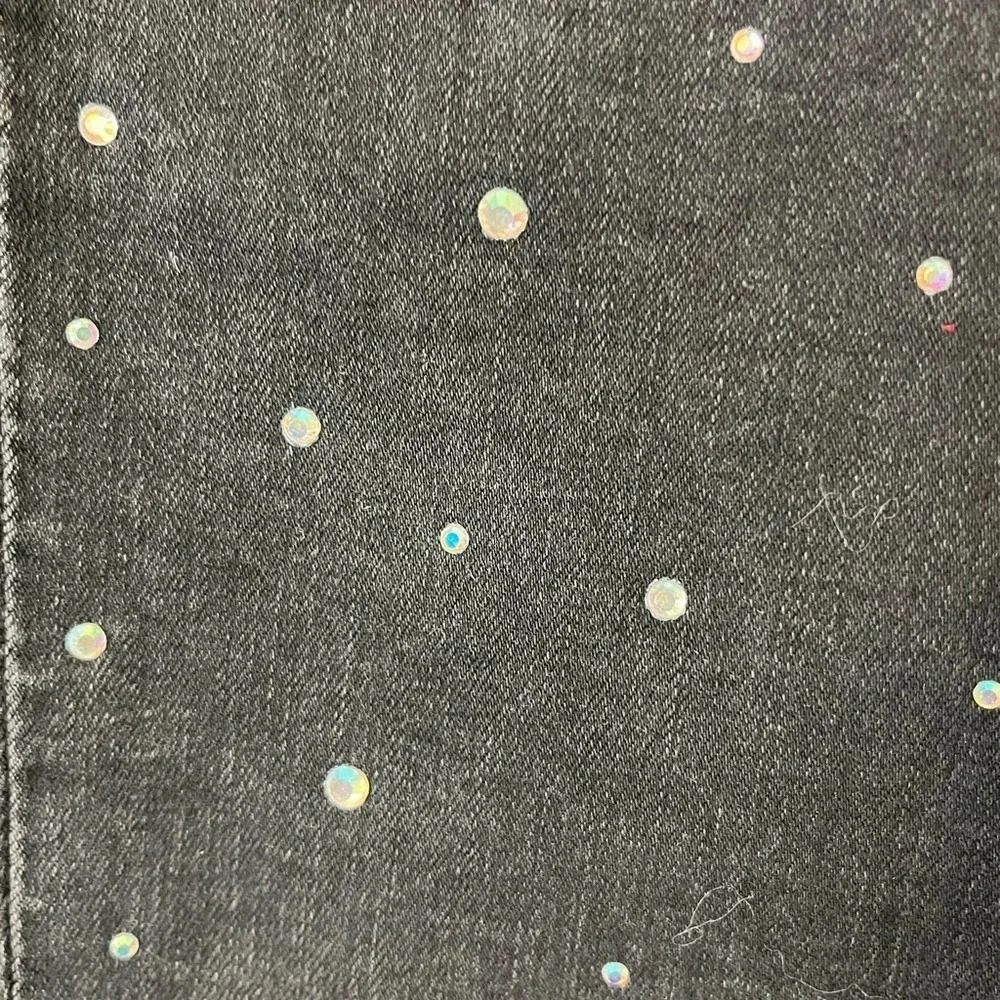 Guess Vintage black embroidered hand beaded girls skinny jeans size 7 Zip front - Picture 5 of 16